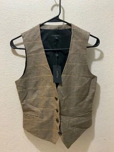 gilet straccio e osso beige plaid priya plaid gilet taglia 4 nuovo con etichette $279 - Foto 1 di 10