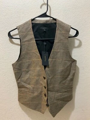 rag and bone vest beige plaid priya plaid vest size 4 NWT $279 - Image 1 of 4