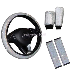 5pcs Car Bling Pu Leather Steering Wheel Handbreak Shift Gear Seat Belt Covers - Bild 1 von 16
