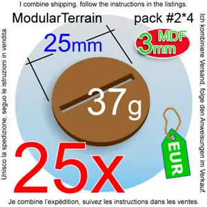 25x Slotted Slotta 3mm MDF 25mm Round Base Ranura Socle Rond War Hammer 40k - Foto 1 di 8