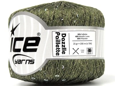 Dazzle Paillette Caqui Verde Iridiscente Mini Lentejuelas 80301 Hilos de Hielo 25gr 218yds Foto 1 de 4