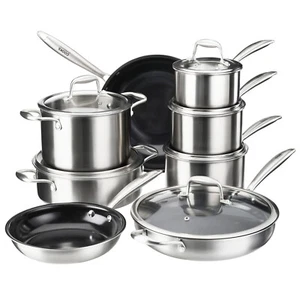Tri-Ply Cookware Sets Cooks Professional Saucepan Frying Pan Wok Saute Stockpot - Picture 1 of 44