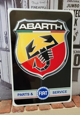 Fiat Abarth Parts & Service Aluminum Sign  12" x 18" Foto 1 de 4