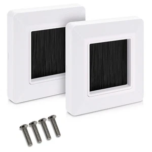Lot 2x plaque murale brosse sortie câble - Prise encastrable passage câble - Photo 1/8