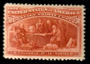 U S STAMP Scott 239 30c Columbian Expo issue CV $225 OGMNH Beauty - Picture 1 of 2