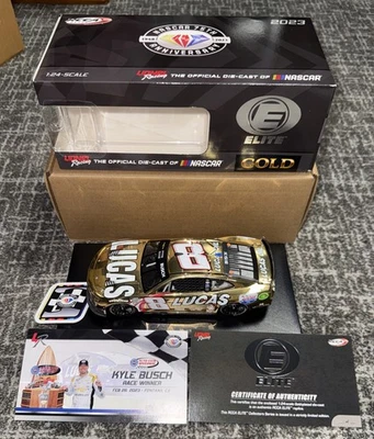 GOLD 2023 Kyle Busch #8 Lucas Oil Auto Club Raced Win Version 1:24 ELITE - Image 1 of 4