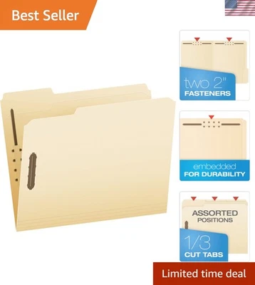 Document Management Made Easy: Manila Fastener Folders, 50 Count, 2" Fasteners - Image 1 of 4