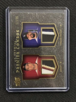 2008 UD PREMIER PREMIER COMBOS LANCE BERKMAN TODD HELTON 3 COLOR PATCH #17/25 - Image 1 of 2