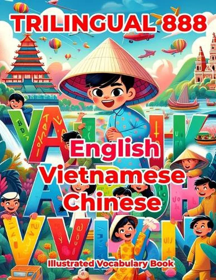 Trilingual 888 English Vietnamese Chinese Illustrated Vocabulary Book: Colorful  - Image 1 of 1