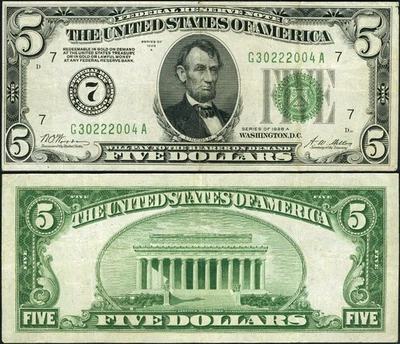 FR. 1951 G $5 1928-A Federal Reserve Note Chicago G-A Block VF+ - Image 1 of 3