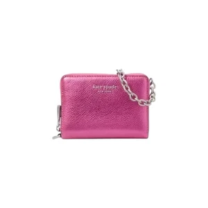 Kate Spade Natasha Metallic Pebbled Leather Chain Compact Wristlet Bikini Pink - Bild 1 von 13