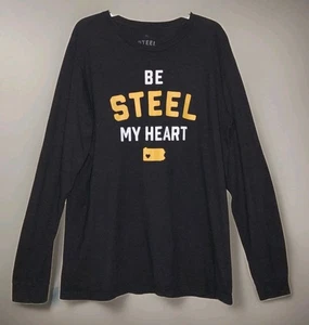 Steel City - "Be Steel My Heart" Black XL Graphic T-Shirt - Pittsburgh Steelers - Picture 1 of 3