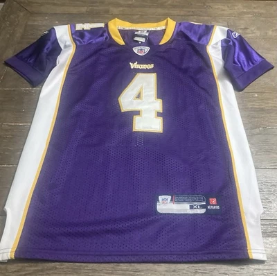 Camiseta deportiva para mujer Brett Favre #4 Minnesota Vikings NFL Reebok talla XL color púrpura Foto 1 de 3