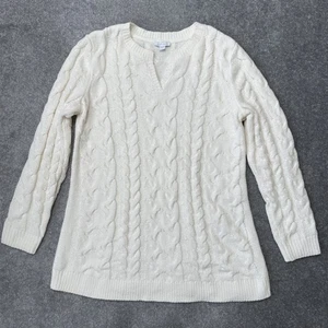 J Jill Pullover Damen klein creme Zopfmuster Chenille Pulli Langarm weich - Bild 1 von 7