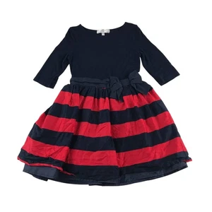 Jasper J Conran dress 8 years navy top with navy and red stripy skirt A-line - Picture 1 of 8