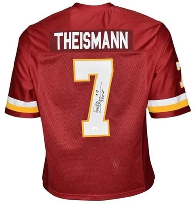 Joe Theismann Signed 83 MVP Insc Custom Red Football Jersey (JSA) - Image 1 of 4