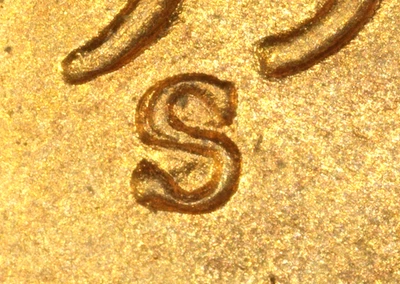 1954-S  Lincoln Cent Repunched Mint Mark (RPM-010) S/S West (2) - Image 1 of 3