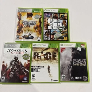 Xbox 360 Action Adventure Lot Bundle 5 Video Games GTA Saints Row Rage Medal - Picture 1 of 2