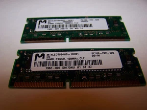 *NICE* 2X Micron PC100 64MB 100Mhz SDRAM Laptop Memory - Picture 1 of 1