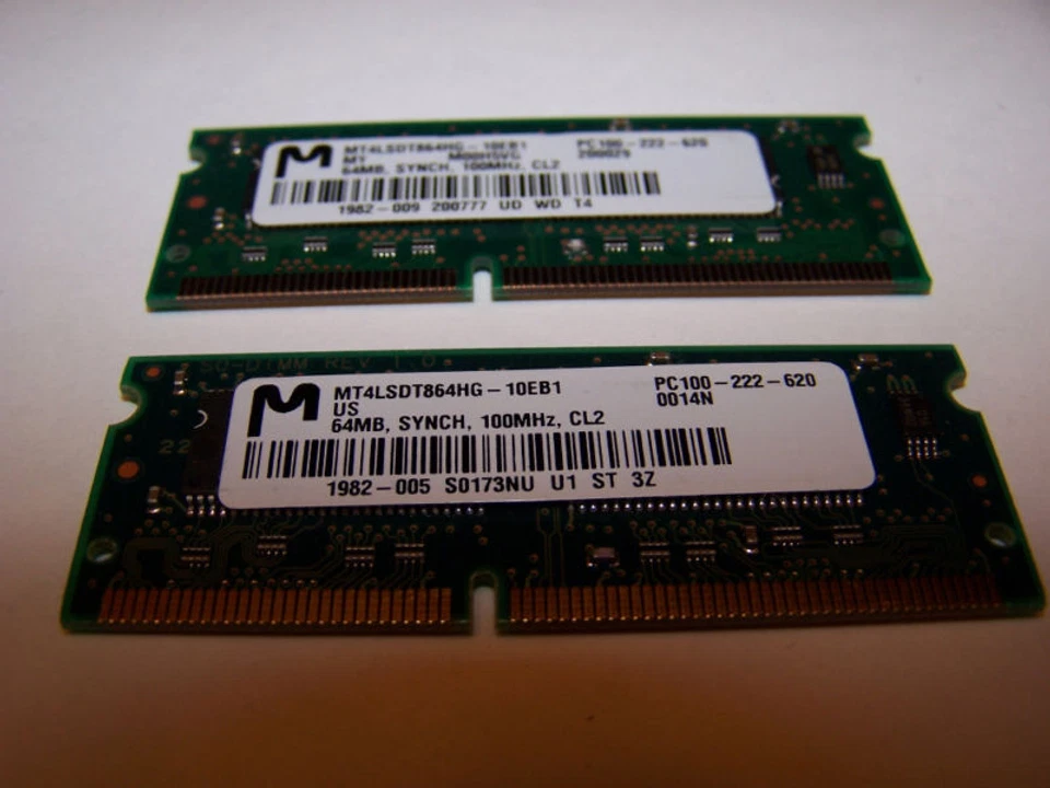 *NICE* 2X Micron PC100 64MB 100Mhz SDRAM Laptop Memory  - Image 1 of 1