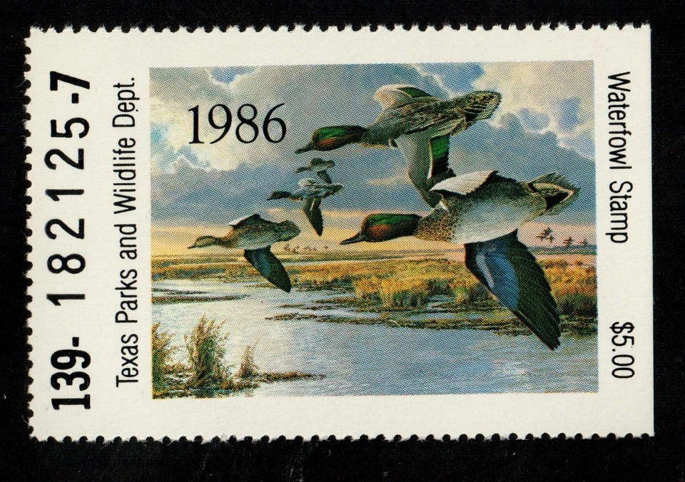 $5.00 1986 Texas State Duck Stamp  MNH Free Shipping in the USA!! - Image 1 of 1