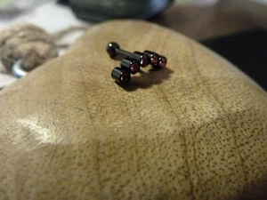PIERCING Helix - acero inoxidable negro - arco - cristal rosa - Imagen 1 de 2