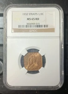 MALAYSIA STRAITS SETTLEMENTS 1932 1/2 CENT COIN NGC  MS65RD. - Picture 1 of 4