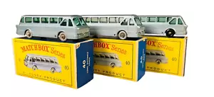 Matchbox Lesney (3) No. 40 Leyland Coaches Silver/Gray/Black Wheel w/(3) D Boxes - Picture 1 of 16
