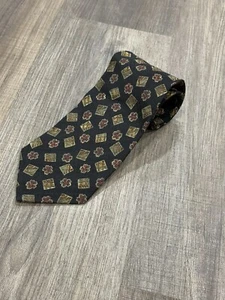 Corbata geométrica floral Joseph Abboud para hombre nueva con etiquetas negra 100 % seda - Imagen 1 de 7