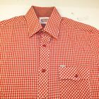 VINTAGE BREAD WESTERN COWBOY GINGHAM CHECKERED BUTTON UP SHIRT Sz M Red & White 