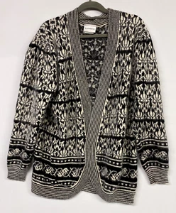 Giacca blazer maglia angora vintage UK 20-22 nero bianco 35% angora Essence 370 - Foto 1 di 6