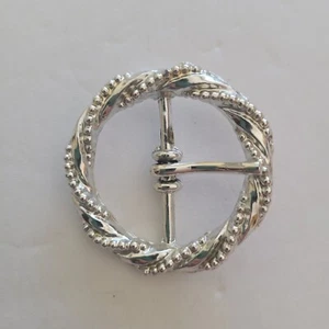 Silvertone Twisted Round Belt Buckle - Picture 1 of 2