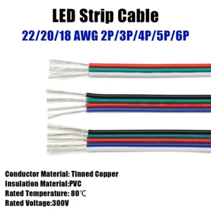 Cable conector de PVC tira de LED 22/20/18 AWG 2/3/4/5/6 pines alambre de cobre latado 1/5 m - Imagen 1 de 14