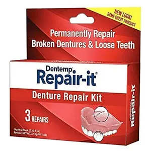 Dentemp REPAIR-It Permanent Loose Teeth Broken Denture Repair Kit - 3 Repairs - Picture 1 of 1