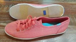 KEDS Salmon Pink Shimmer Lace Up Casual Shoes Women's US 8 NICE - Picture 1 of 8