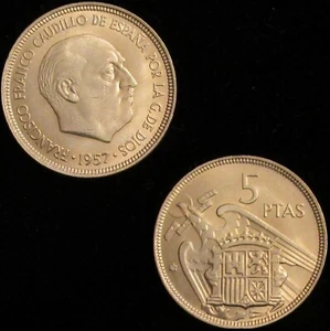 *GUTSE* FRANCO-6, 5 PESETAS 1957*59, BRILLO ORIGINAL, SIN CIRCULAR. - Imagen 1 de 1