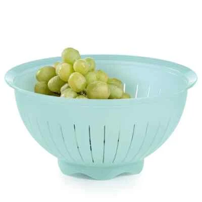 NEW Tupperware impressions colander sheer aquamarine greenish blue - Image 1 of 2