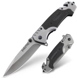 Taschenmesser für Männer mit Glasbrecher, Gurtschneider, G10-Griff, Daumenknopf - Bild 1 von 8