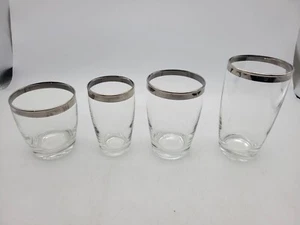 4 Silver Rim double rocks Cocktail Glasses Dorothy Thorpe Style See pictures - Picture 1 of 8