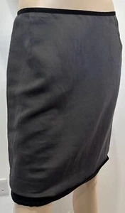 Gonna corta LANVIN grigio antracite e nero bordo misto lino cotone 40 UK12 - Foto 1 di 7