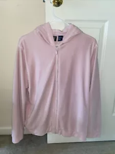 Blassport Bill Blass Women’s XL Hoodie Sweater Velour Pink Zip Up Jacket - Picture 1 of 3