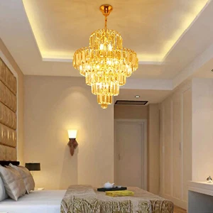 Elegant Crystal Chandelier Modern Ceiling Light Pendant Fixture Lighting Lamp - Picture 1 of 13