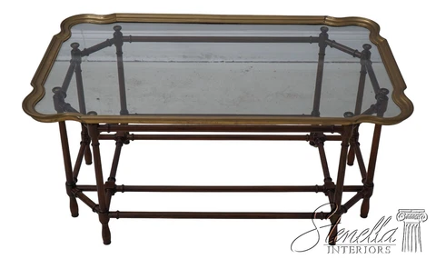 60518EC: BAKER Bamboo Form Brass & Glass Tray Coffee Table Cover