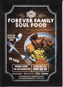 TARJETA PUBLICITARIA SOUL FOOD FOREVER FAMILY SOUL FOOD - Imagen 1 de 1