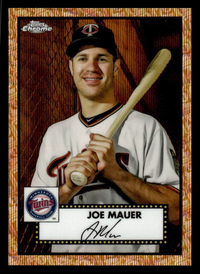 Joe Mauer 2021 Topps Chrome Platinum #528 Gold Wave Refractor #05/50 - Image 1 of 2