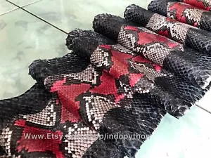 Genuine Python Leather, Exotic Snake Skin, Black SnakeSkin, Multicolor Leather - Picture 1 of 6