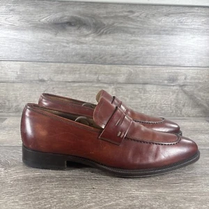 Magnanni Penny Loafers Dress Shoes Mens Size 8 M Brown Leather Moc Toe Slip On - Picture 1 of 19