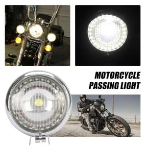 LED Fog Spot Passing Light Lamp Angel Eye For Harley Touring Glide XL1200 Dyna - Picture 1 of 12