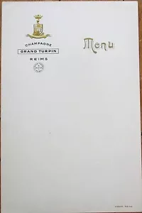 Chamnpagne Grand Turpin, Reims 1910 Menu Pubblicitario Francese - Foto 1 di 1