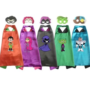 Teen Titans Go Costume Kids Cape & Mask Raven Robin Beastboy Starfire Cyborg - Picture 1 of 6